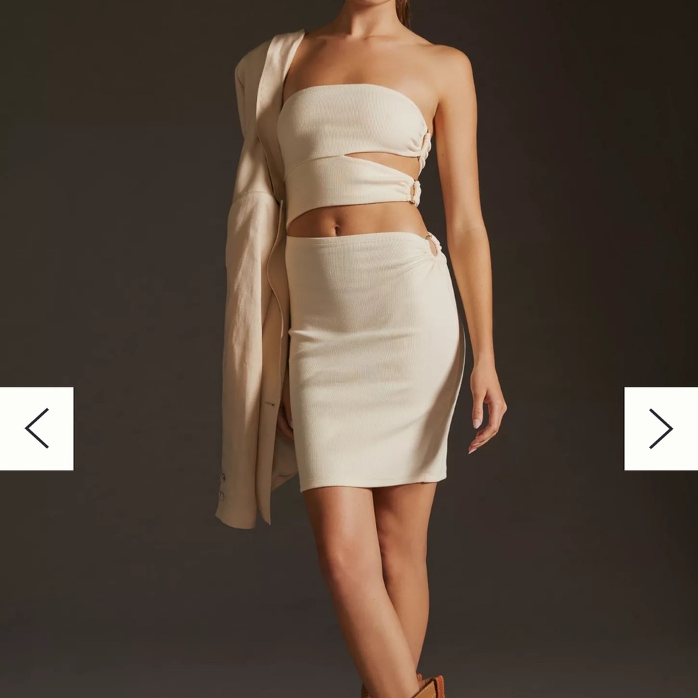Anthropologie Strapless Cream Dress - Picture 3 of 8